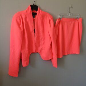 Kim Kardashian Womens Blazer and Pencil Skirt Set Hot Pink Long Sleeve SZ XL NWT